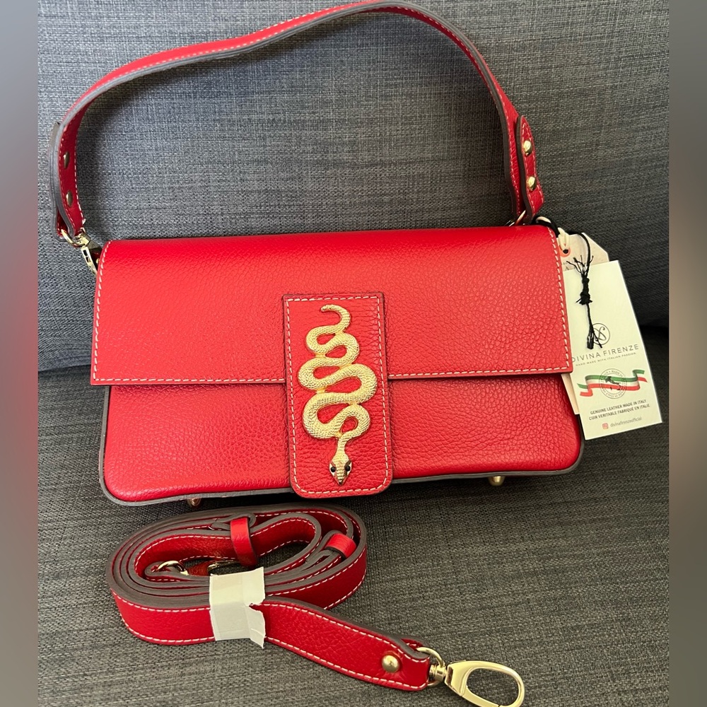 NWT DIVINA FIRENZE LEATHER CROSSBODY FLAP BAG